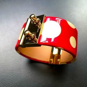 Louis Vuitton x Yayoi Kusama enamel bracelet in red and cream polka dots